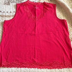 Coldwater Creek Bright Fuchsia Lace-Trim Sleeveless Camisole